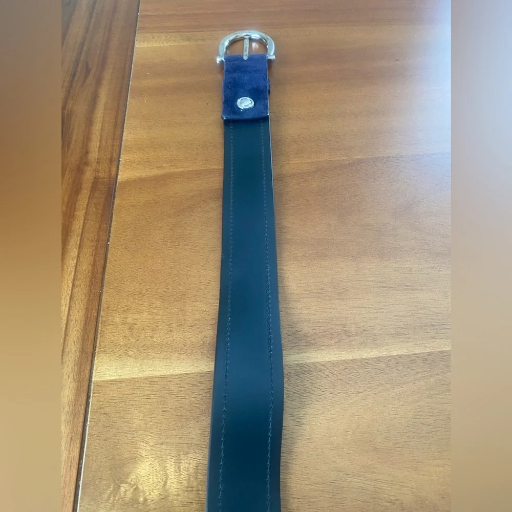 Salvatore Ferragamo Navy Blue Suede Belt Classic Design